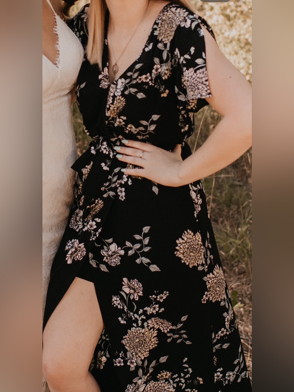 Candie's Black Floral Wrap Midi Dress